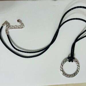 Brighton Twisted Silver Pendant on Black Cord Necklace
